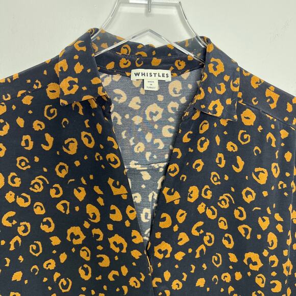 Whistles Lola Cheetah Print Shirt Dress Small Black Brown Animal Print Neutral - Picture 9 of 15